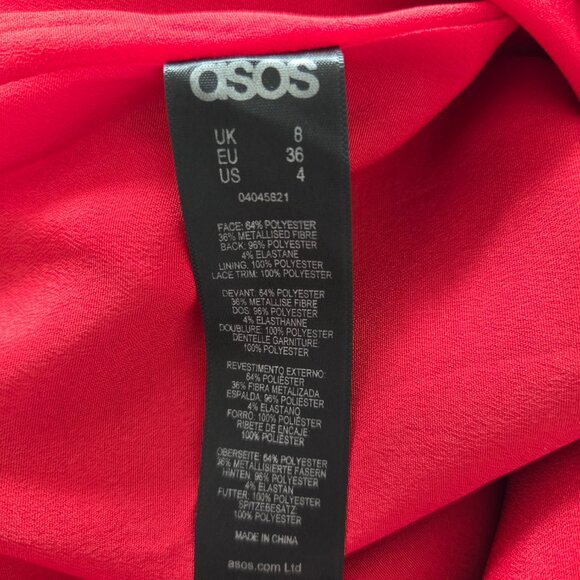 BNWT ASOS Red Dress US4 Petite Fit Like XS/US2 - Picture 3 of 6